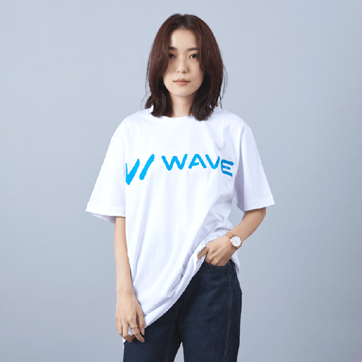 WAVEロゴ 点字モチーフ チャリティ Tシャツ WHITE Mサイズ